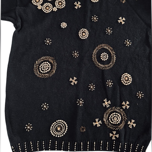 Vintage Victoria Jones Black Beaded Sweater, size Large - Picture 13 of 13